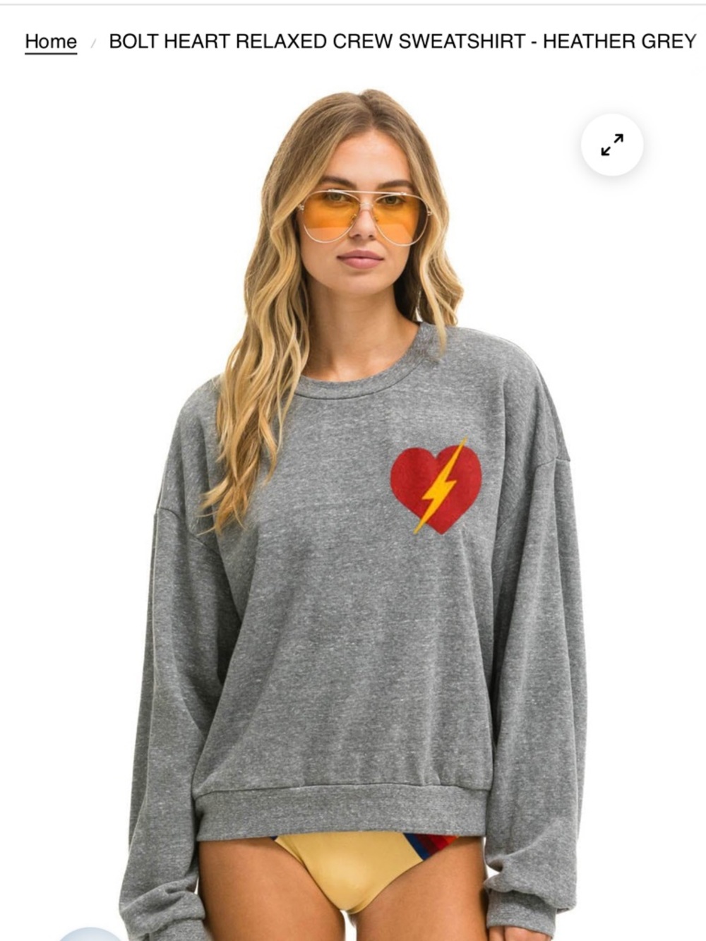 Aviator Nation/Heather Gray/Unisex Sweatshirt/Bolt Heart Crew/NEW! SEALED!
